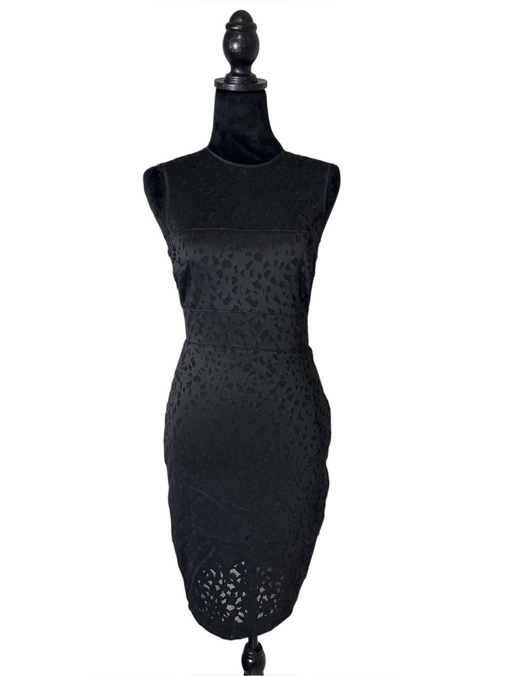 Elizabeth and James Levine Laser-Cut Scuba Sheath Black Dress Size 2